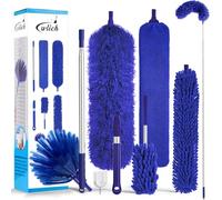 8 PCS Microfiber Feather Duster, Extendable Washable Cobweb Duster with 100 inches Long Telescopic Duster for Cleaning Ceiling Fan,Blinds, Furniture & Cars
