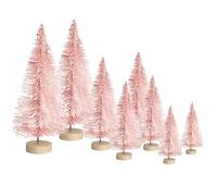8 Pcs Mini Christmas Tree,Bottle Brush Trees with Wood Base, Artificial Tabletop Christmas Tree DIY Crafts Ornaments Winter Decorations for Home Party Decor (Pink)