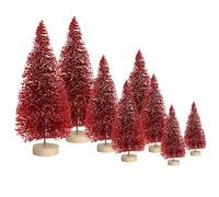 8 Pcs Mini Christmas Tree,Bottle Brush Trees with Wood Base, Artificial Tabletop Christmas Tree DIY Crafts Ornaments Winter Decorations for Home Party Decor (Red)