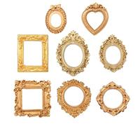 8 Pcs Mini Frames, Mini Picture Frames Small Vintage Photo Frame Resin Gold Picture Frame Oval Rectangle Wall Hanging for DIY Jewelry Display Christmas Wedding Holiday Party Home Hotel Decor