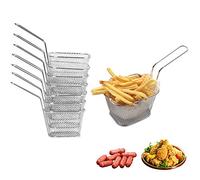 8 Pcs Mini Fry Baskets, Dveda Stainless Steel Chip Serving Frying Baskets, Mesh French Chip Deep Frying Basket Strainer, Table Serving Food Presentation Tool for Chips, Onion Rings, Chicken Wings