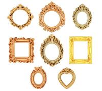8 Pcs Mini Photo Frames, Small Gold Picture Frames Tiny Vintage Photo Frame Ornaments for DIY Jewelry Display Christmas Wedding Holiday Party Home Hotel Decor