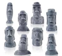 8 Pcs Miniature Easter Island Head Statue Moai Statue Decor 2.5 in Resin Stone Island for Room Accessories Antique Sculpture Christmas Desktop Bookshelf