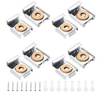 8 Pcs Mirror Fasteners, Frameless Mirror Mounting Clip, with Screws and Round Bars, Suitable for Bathrooms, Living Rooms, Walls, and Toilets