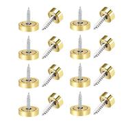 8 Pcs Mirror Screws, 16mm Brushed Stainless Steel Decorative Cap Metal Nail for Bath Plates Mirror Tables Wardrobes Furniture, Brushed Golden