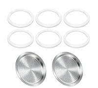 8 Pcs Moka Pot Filter Replacement Part Compatible with Bialetti 3/4 Cups Moka Express(Includes 6 Gaskets & 2 Plates), Compatible with Fiammetta, with Break, with Happy, with Dama, with Moka Melody