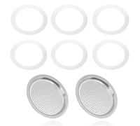 8 Pcs Moka Pot Filter Replacement Part - Compatible with Bialetti 9 Cups Moka Express (Includes 6 Gaskets & 2 Plates) - Compatible with Fiammetta, Break, Happy, Dama, and Moka Melody
