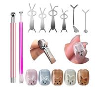 8 Pcs Nail Magnet Set, Cat Eye Magnet for Nails, Rabbit Heart Shape Multifunctional Strong Cat Eye Magnet Set Nail Art Tool for Home Salon