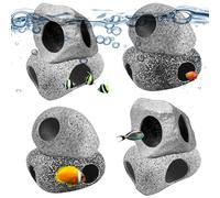 8 Pcs Natural Rock Aquarium Caves, Ceramic Stone Fish Tank Decorations, Smooth, Multiple Sizes, Safe for Fish, Retreat Spaces for Fish