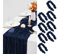 8 Pcs Navy Blue Cheesecloth Table Runner 35"x120", 10FT Long Gauze Table Runner Boho for Wedding Reception Sheer Bridal Baby Shower Party Banquet Dining Rustic Table Decoration Tablecloth (90x300cm)