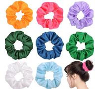 8 Pcs Neon Scrunchies, Large Hair Scrunchies,Elastic Hair Bands with Strong Hold, 80s 90s Hair Accessories, Stretchy Ponytail Holders for Workout, Party, Office and Everyday Use (8 Bold Colours)