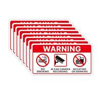 8 PCS No Smoking/No Eating/Car Camera Recording In This Vechicle Sign Sticker, Waterproof Warning Stickers for Rideshare, Van, Truck, Taxi, Maxi Cab, Bus, Coach Drivers 3.8x2IN