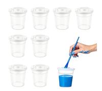 8 Pcs No-Spill Paint Pots with Lids, Plastic Paint Cups for Kids