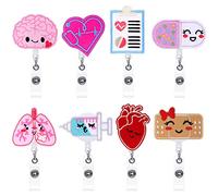 8 Pcs Nurse Badge Reels Cute Felt Retractable Badge Reels Themed Holders Pediatric Gift for Nurses Doctors ID Name Cards Lanyards Holidays(Lovely Style)