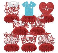 8 Pcs Nurse Retirement Party Honeycomb Centerpieces,The Legend Has Retired,Congrats Nurse Retirement Farewell Party Honeycomb Decor Supplies Red Silver