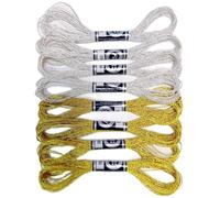 8 Pcs of Metallic Embroidery Floss, Including 4 Gold and 4 Silver Metallic Embroidery,Glittering Embroidery Thread, Suitable for DIY Embroidery Thread Crafts,Each Pcs is 8 Meters Long with 12 Strands
