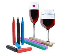 8 Pcs of Wine Glass Markers, CNYMANY Erasable Washable Name It Marker Pens for Glassware Window - 8 Colors