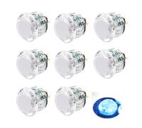 8 Pcs Original Qanba Illuminated Buttons Qanba Sanp In LED Buttons for DIY Cabinet Machine Arcade Machine 24MM/30MM (30MM, Clear Buttons+Blue Led)