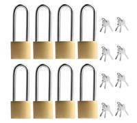 8 Pcs Padlocks with Keys, Long Shackle Padlocks, One Key Opens All Locks，Heavy Duty Keyed Padlock with Keys, Security Lock Outdoor, Key Padlock for Shed Fence Garage Gym Locker Lock, 32 * 86mm