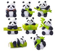 8 Pcs Panda Figures CLKDPNO Panda Cake Topper Set Pandas Figure Ornaments Cute Miniature Pandas Animal Figures Gift for Children Birthday Party Decor