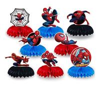 8 PCS Paper Honeycomb Centerpieces, Cartoon Honeycomb Decoration Birthday Party Cartoon Paper Honeycomb Table Toppers for Kids Baby Birthday Decoration (Spider-Man)