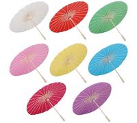 8 PCS Paper Umbrellas for DIY Wedding Bride Party Photo Props, 23.6-Inch Diameter, Colorful Lightweight Wood Handle for Wedding Decorations and Outdoor Photography