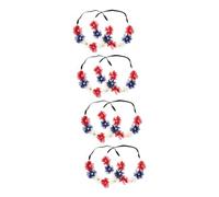 8 pcs party decoration headband party flower headband flower hair accessories for women Patriotic Headwear patriotic accessories beard ornament red fabric Miss necklace the flowers/2286