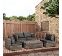 8 PCs PE Rattan Sofa Set w/ 4 Chair 2 Footstool 2 Tables Wicker Metal Outsunny Grey One Size
