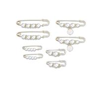 8 Pcs Pearl Brooch Pins Faux Pearl Rhinestones Brooches for Women Safety Pins for Clothes Sweater Shawl Clips Pants Extender Dressing Accessories