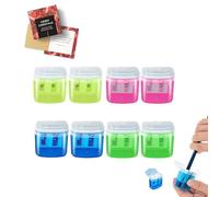 8 Pcs Pencil Sharpener with Container, Dual Holes Pencil Sharpener for Kids Colored Plastic Manual Pencil Sharpeners for Office Home Supply