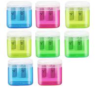 8 PCS Pencil Sharpeners, Manual Pencil Sharpener with Lid Small Dual Hole Pencil Sharpener Handheld Portable Two Hole for Students School Home Office Supply