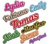 8 Pcs Personalised Embroidered Name Patch for Clothes, Custom Iron On/Sew On Name Tags for Backpacks, Pets, Kids School Uniforms, Nursery, Accessories - Washable Durable Fabric Labels