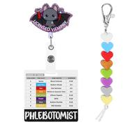 8 Pcs Phlebotomy Badge Reel Order of Draw Phlebotomy with Reference Card and Beads, Retractable ID Badge Holder for Nurse, Lab Technician, Medical Practitioners, Phlebotomist Accessories (Black)