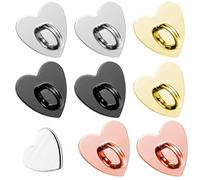 8 Pcs Phone Charm Hook, Heart Phone Holder Ring Adhesive Metal Phone Finger Grip Hook Universal Cell Phone Sticky Stand for Cell Phone Tablet DIY Accessories (Four Colors)