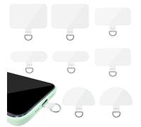 8 Pcs Phone Tether Tab,4 Sizes Universal Phone Lanyard Patch Without Adhesive, Cell Phone Replacement Pad Sticker Anti-Lost Attachment Hanging Metal Ring for Smartphone Mobile Safety Wrist Neck Strap