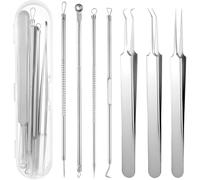 8 Pcs Pimple Popper Tool Kit, Blackhead Removal Tool, Professional Stainless Steel Comedone Extractor, Including Ingrown Hair Extraction Tool for Forehead, Facial, Nose