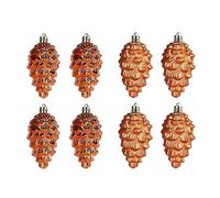 8 Pcs Pine Cones - Christmas Tree Hanging Pendants & Baubles (Orange)