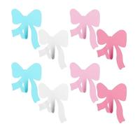 8 PCS Pink Bow Decor, Decorative Wall Hooks Metal Strong Adhesive Wall Door Hanger Coquette Room Decor, Cute Towel Coat Hooks Preppy HangingDecor for Girls Room Home Kitchen Bathroom Office (4 Colors)