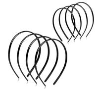 8 pcs Plastic Headbands, Black Headbands Thin Teeth Skinny Hairbands, Soft Non Slip Outdoor Sports Hair Bands for Unisex