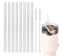8 Pcs Plastic Replacement Straw for Stanley Cap, Reusable Drinking Starws ClearStraw for Water Bottles with 2 Straw Cleaner Brushes, Compatible with 30oz/40oz Cup