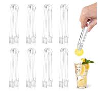 8 PCS Plastic Serving Tongs, 6.3 Inches Clear Disposable Tongs for Buffet, Catering, Bakery, Salad, Ice and Party Use