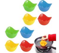 8 PCS Poached Egg Maker - 4 Color Moulds for Microwave and Air Fryer - Perfect Eggs in Yellow, Blue, Green, Red
