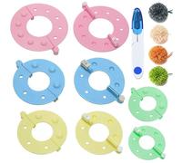8 PCS Pom Pom Maker Kit, 4 Sizes Yarn Fluff Ball Makers with Small Scissors, Durable Craft Tools for Knitting, DIY Decorations, Hat and Doll Accessories, Easy to Use Wool Ball Weaver