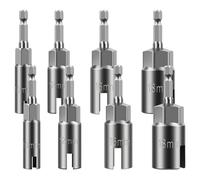 8 Pcs Power Wing Nut Driver Set CR-V Steel Nuts Driver with 1/4" Hex Shank 10mm 12mm 16mm 18mm Nickel Plated Wing Nut Drivers Bit for Screw Eye C Shaped Hook Bolt Hook Bolt Screws Installation