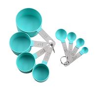 8 Pcs Premium Measuring Spoon Sets, Reusable Measuring Cup and Spoon with Stainless Steel Handle for Liquids and Solids (Mint)