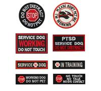 8 PCS PTSD Service Dog Do Not Distract Patch Applique Embroidered Tactical Badge Patch for Medium/Large Dogs Harness Vest Clothes Working Training Dogs Guide Dog Hook and Loop Emblem
