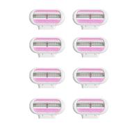 8-Pcs Pubic Hair Razor Blades Refill, Womens Razors for Pubic Hair Razor Heads, Three Blade and Rotatable Design, Washable, Durable and Long-Lasting Easy to Replace (Pink)