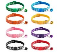 8 PCS Puppy Collars Adjustable Puppy Id Collar Small Whelping Collars Puppies Breakaway Dog Collar Colourful Multipack Cat Collars Reflective Kitten Collar Paw Print Collar with Bell for Small Dog