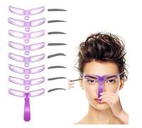 8 Pcs Purple Washable Eyebrow Stencils with 8 Styles Reusable Eyebrow Stencil, Eyebrow Template, Eyebrow Shaping Kit with Handle and Strap for Women's Beauty Personal Care