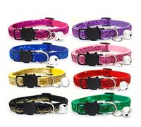 8 Pcs Quick Release Cat Collars Soft Cat Collars With Bell Glitter Safe Breakaway Kitten Collar Adjustable 19-32cm